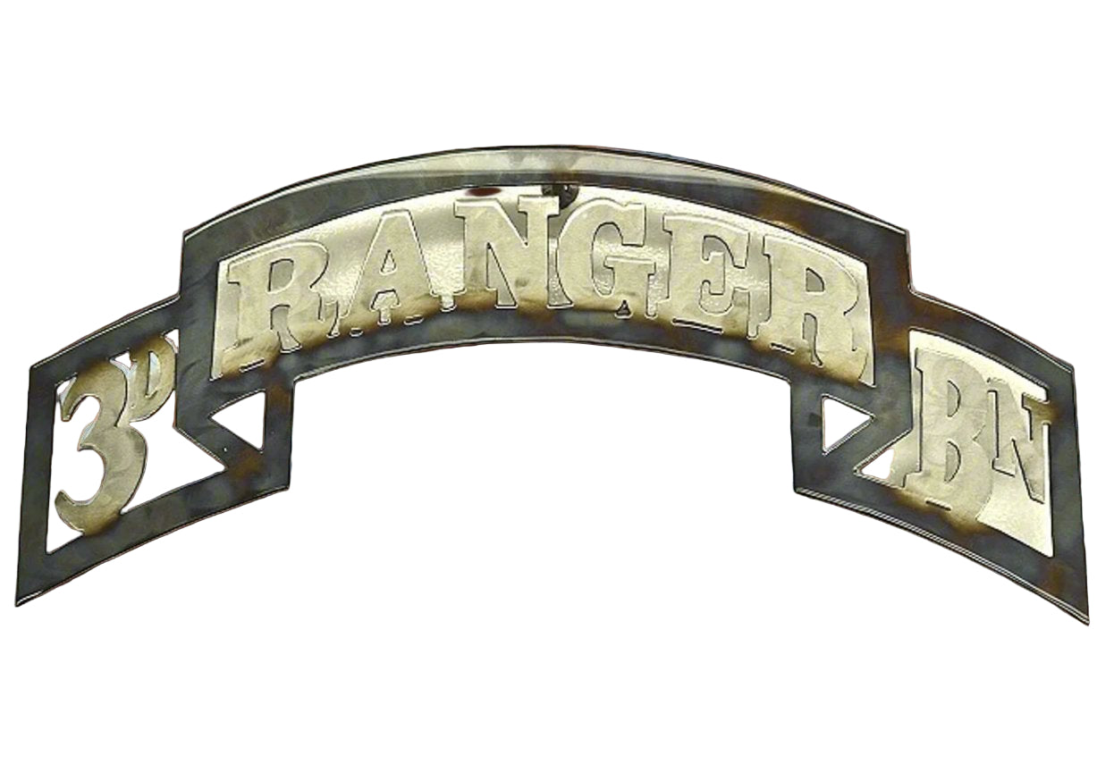 The 3/75 Ranger Regiment liquid metal sculpture is cut from 1/8 inch ...