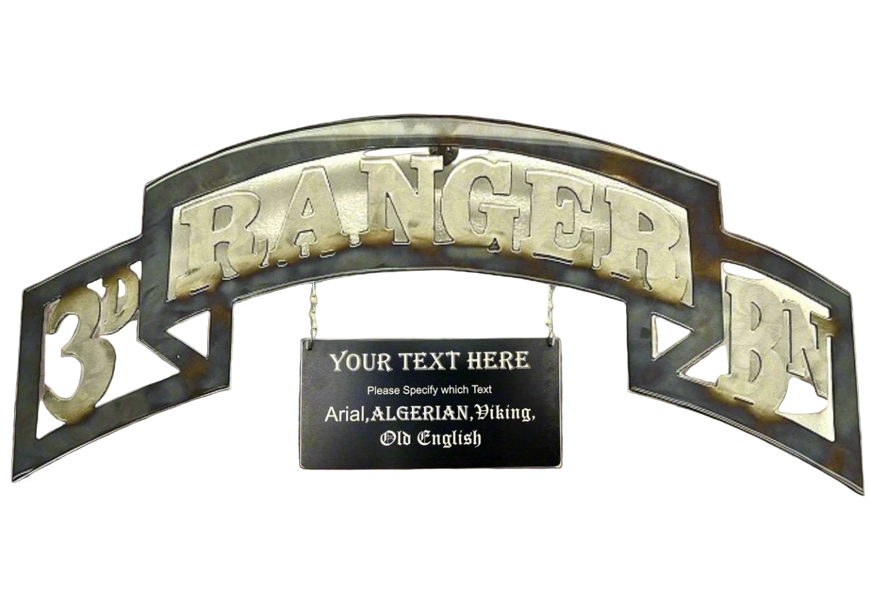 The 3/75 Ranger Regiment liquid metal sculpture is cut from 1/8 inch ...