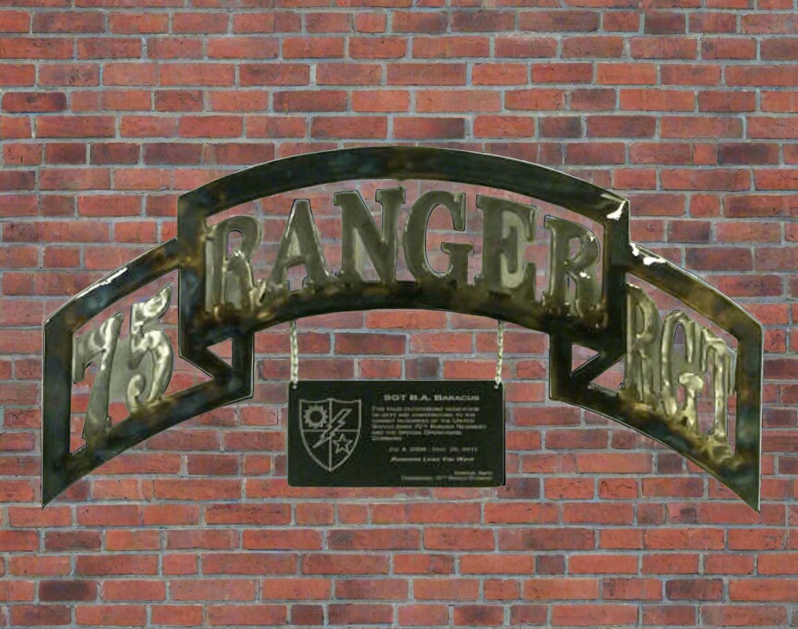The 75th Ranger scroll sculpture is cut from 1/8 inch steel plate and ...