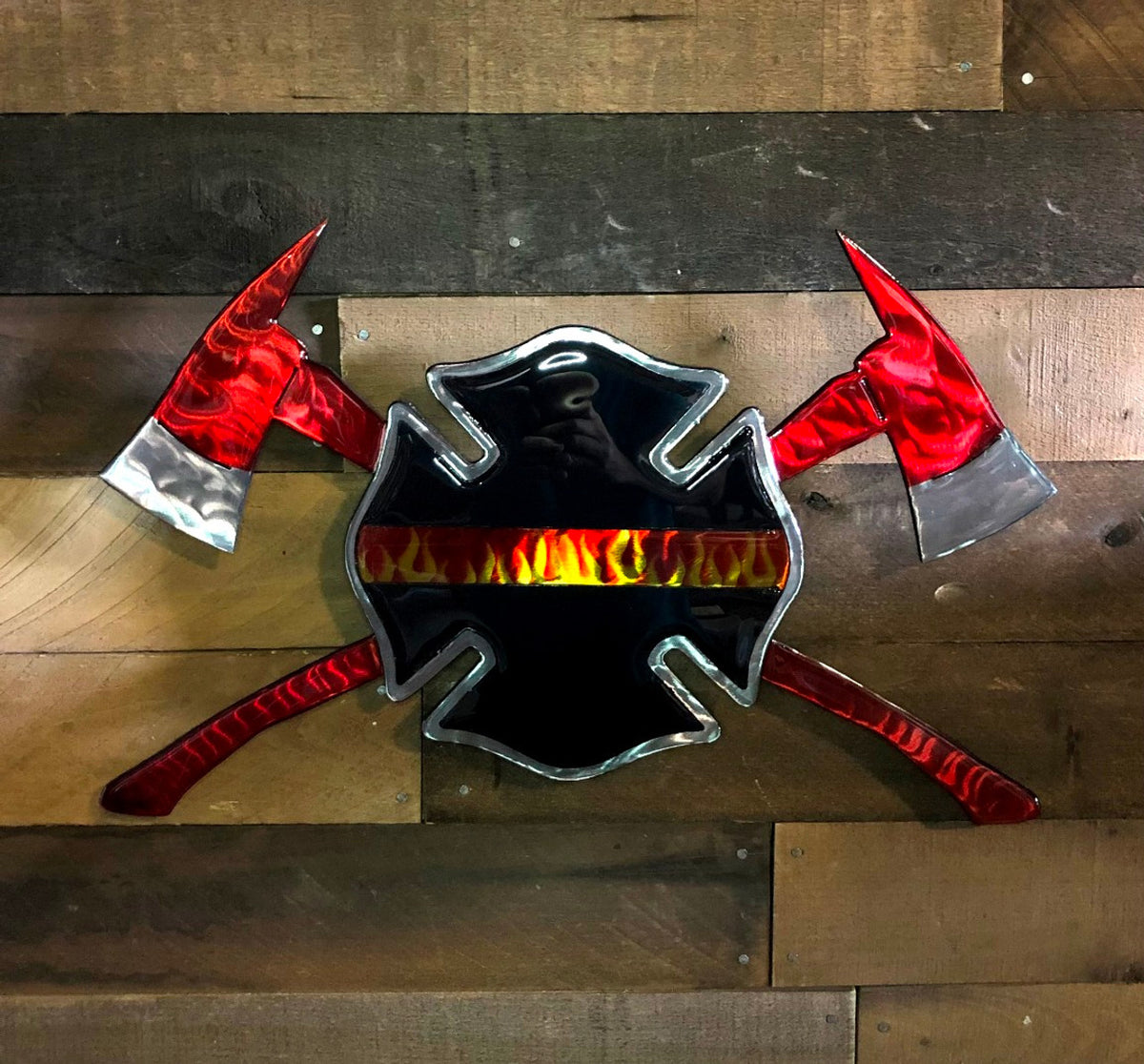 Red Line Design Fire Red Line Fire Axes – Forged Steel Firefighter Tribute Sculpture ...